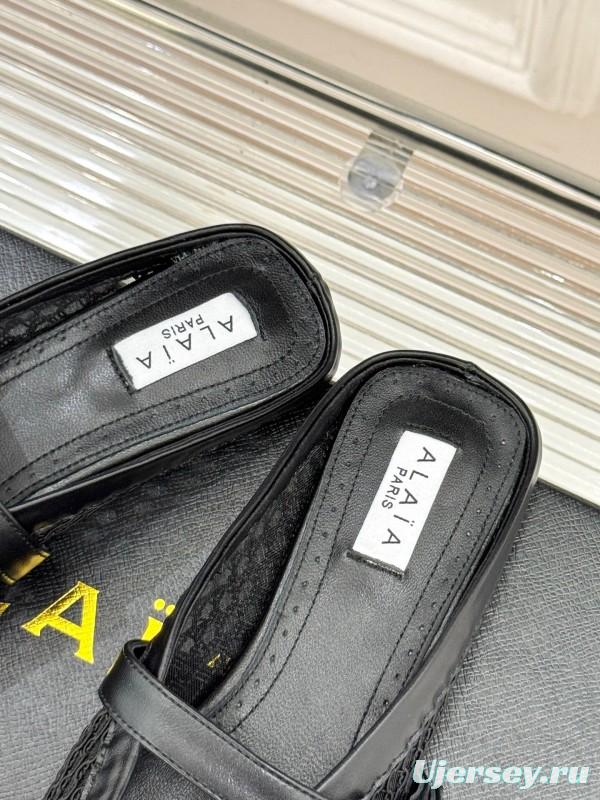 2025 Slippers YSL Black Mesh Leather