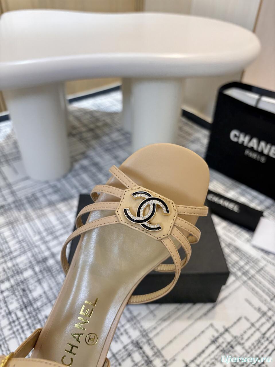 2025 Women Chanel Beige Leather Sandals LY00270