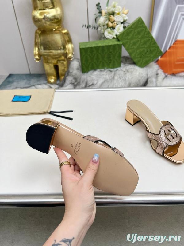 2025 Gucci Beige Leather Slippers MJ00190