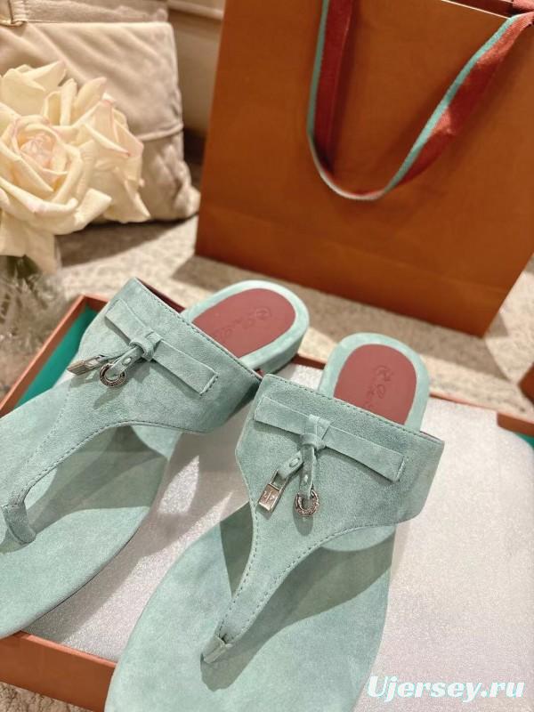 2025 Women Le Parmentier Mint Suede Slippers LY00250