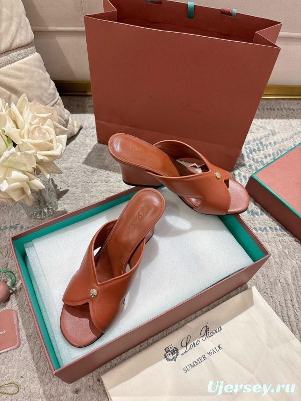 2025 Women Le Parmentier Brown Leather Sandals LY00300