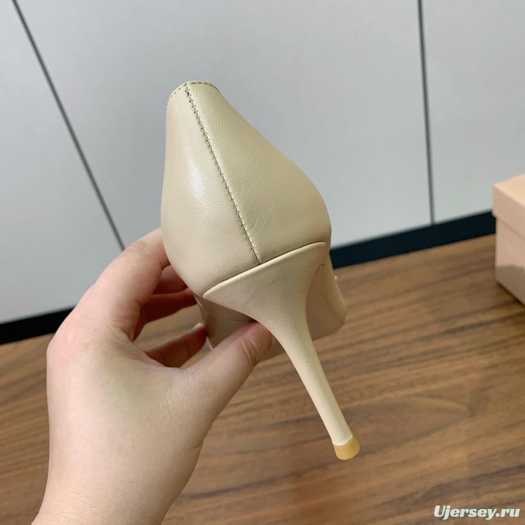 2025 Women Gianvito Rossi Cream Leather Pumps Buckle KFY00300