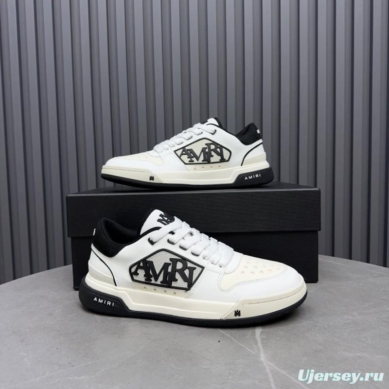 2025 Unisex Amiri White Black Leather Sneakers MJ00360