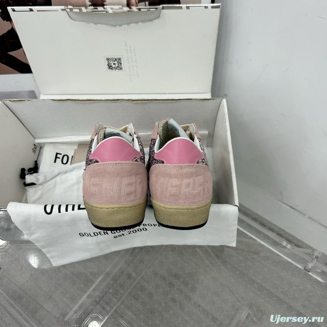 2024 Women GGDB Pink White Glitter Suede Sneakers MJ00260