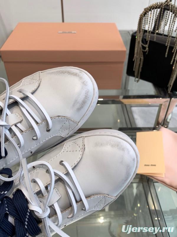 2025 Women Miu Miu White Leather Sneakers LY00290