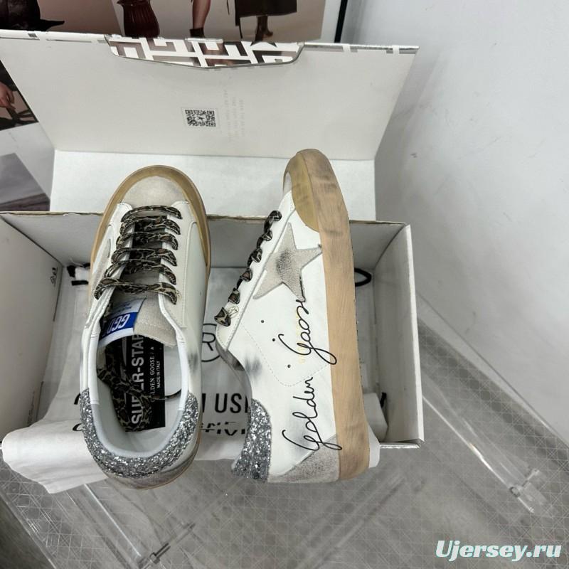 2025 Women GGDB White Grey Leather Sneakers