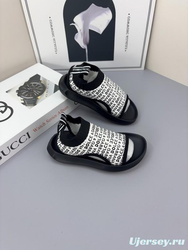 2025 Kids Dolce & Gabbana Black White Fabric Sandals