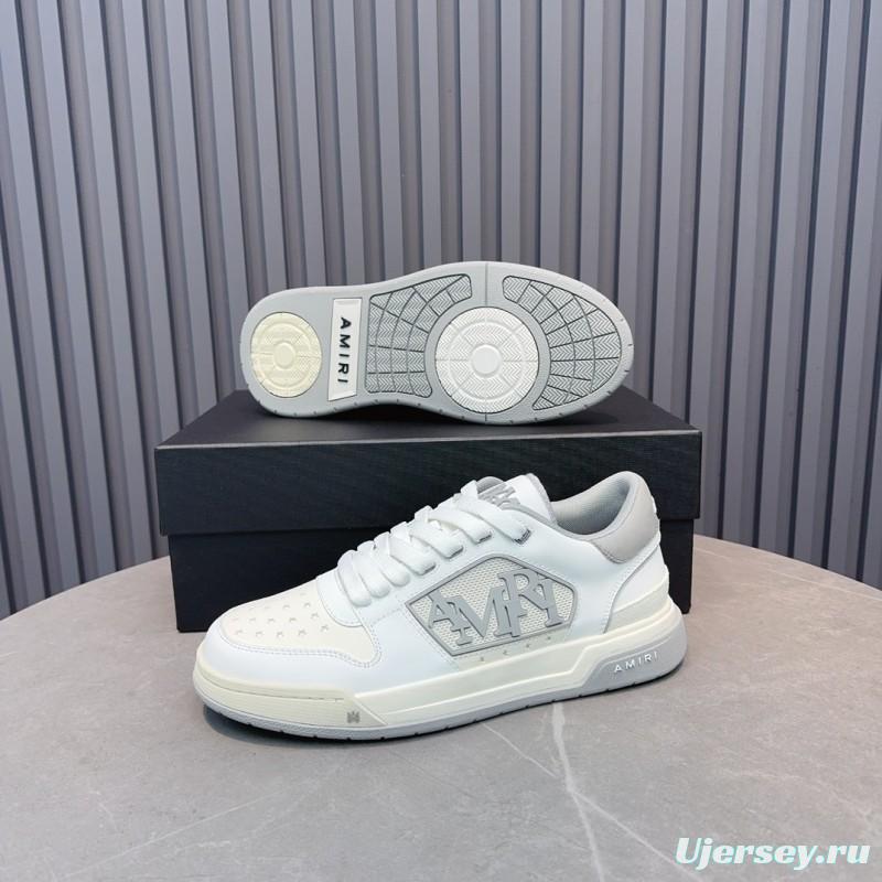 2025 Unisex Amiri White Grey Leather Sneakers MJ00360