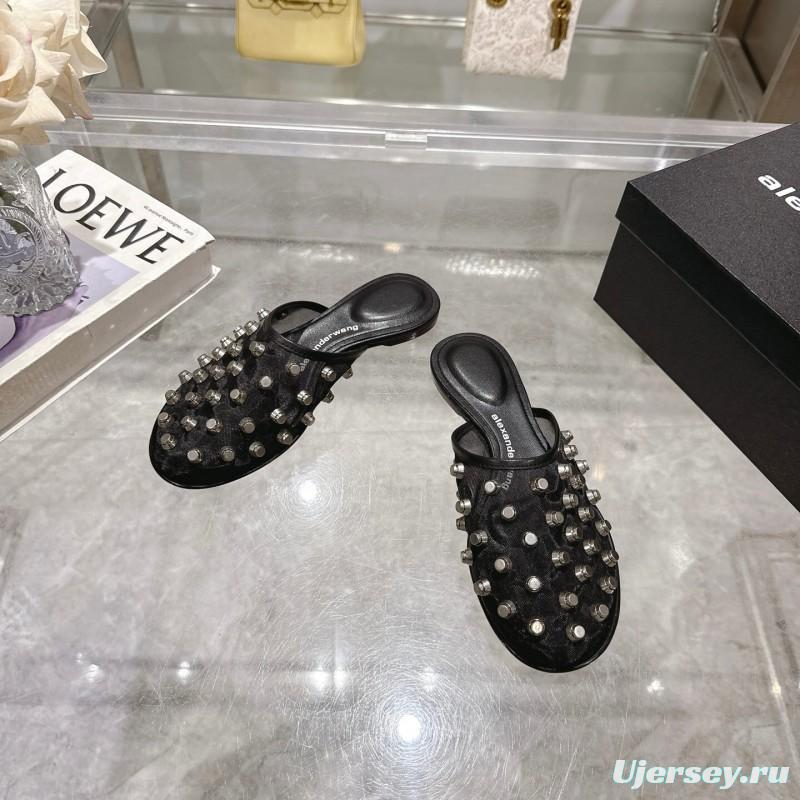 2025 Slippers Alexander Wang Black Leather Studded LY00310