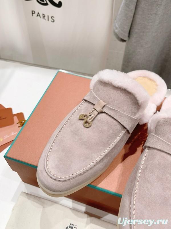 2024 Slippers LP light pink suede shearling slippers MJ00300