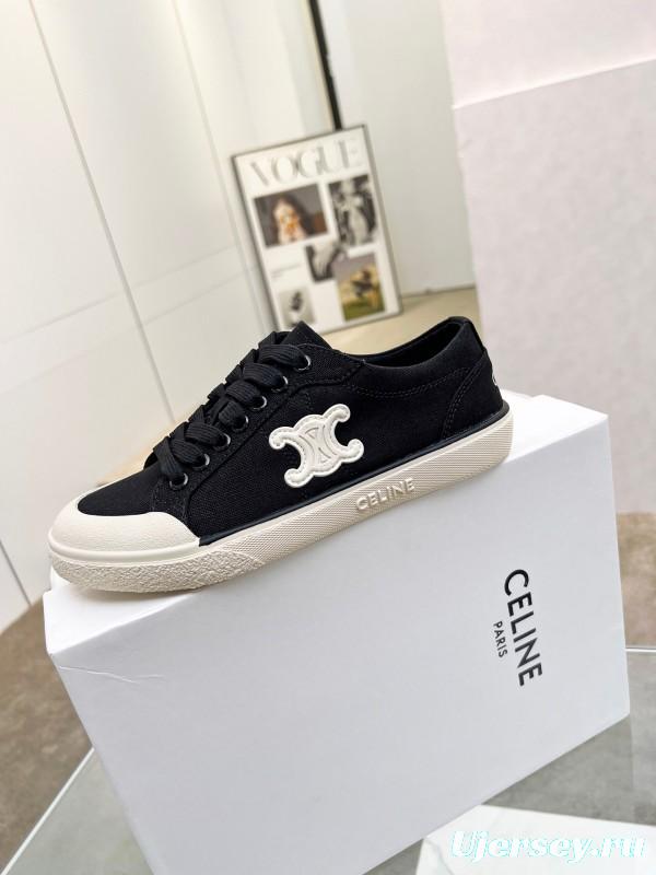 2025 Women Celine Black Canvas Sneakers LY00210