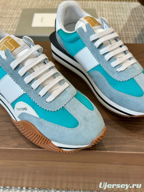 2025 Unisex TOM FORD Blue White Black Suede Leather Sneakers LY00360(F)/LY00370(M)