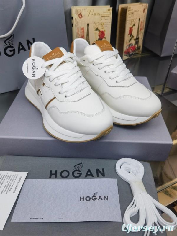 2025 Women HOGAN White Beige Leather Sneakers LY00360(F)