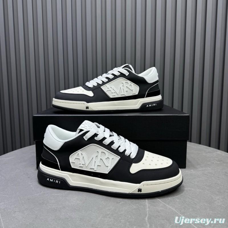 2025 Unisex Amiri Black White Leather Sneakers MJ00360