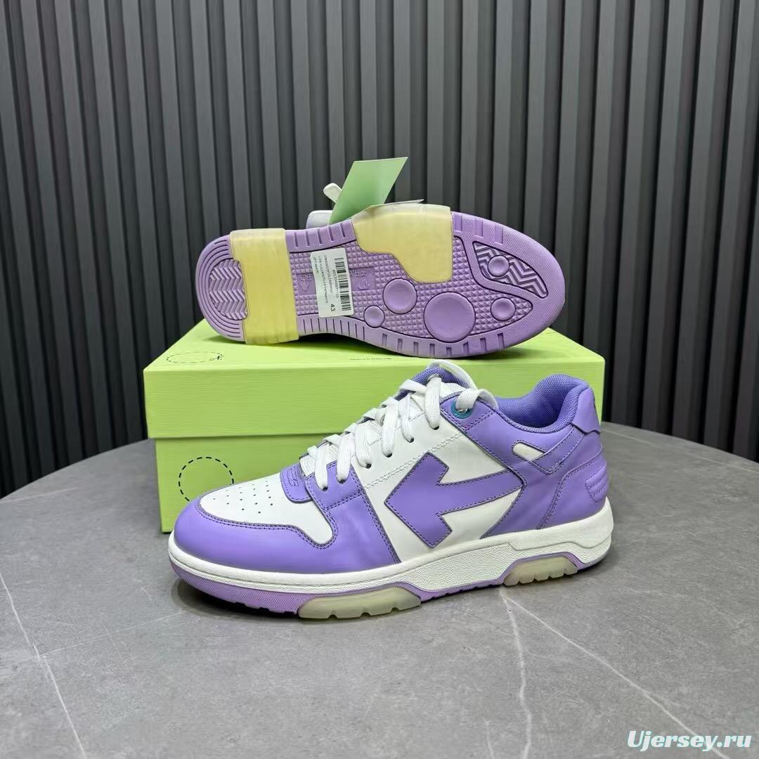 2025 Unisex Off-White Purple White Leather Sneakers KFY00320