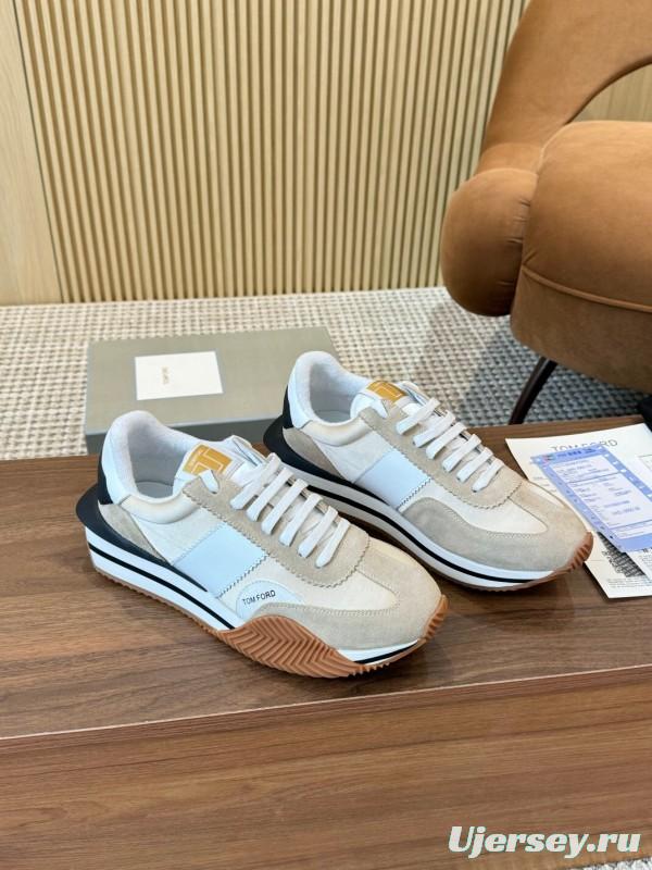 2025 Unisex TOM FORD Beige White Black Suede Leather Sneakers LY00360(F)/LY00370(M)