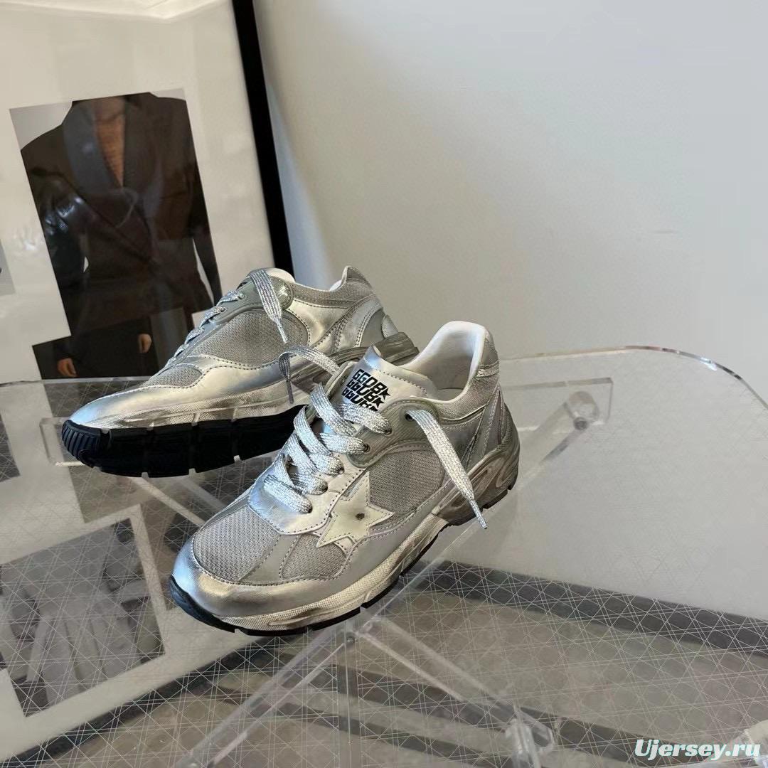 2024 Unisex GGDB Silver Mesh Leather Sneakers