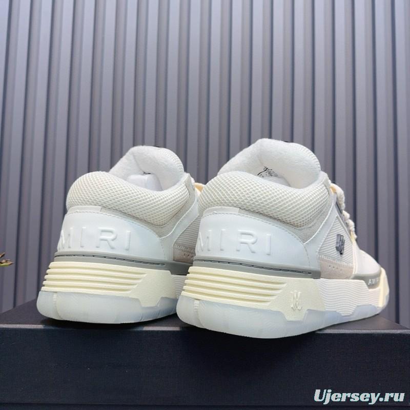 2024 Unisex Amiri White Beige Leather Mesh Sneakers MJ00360