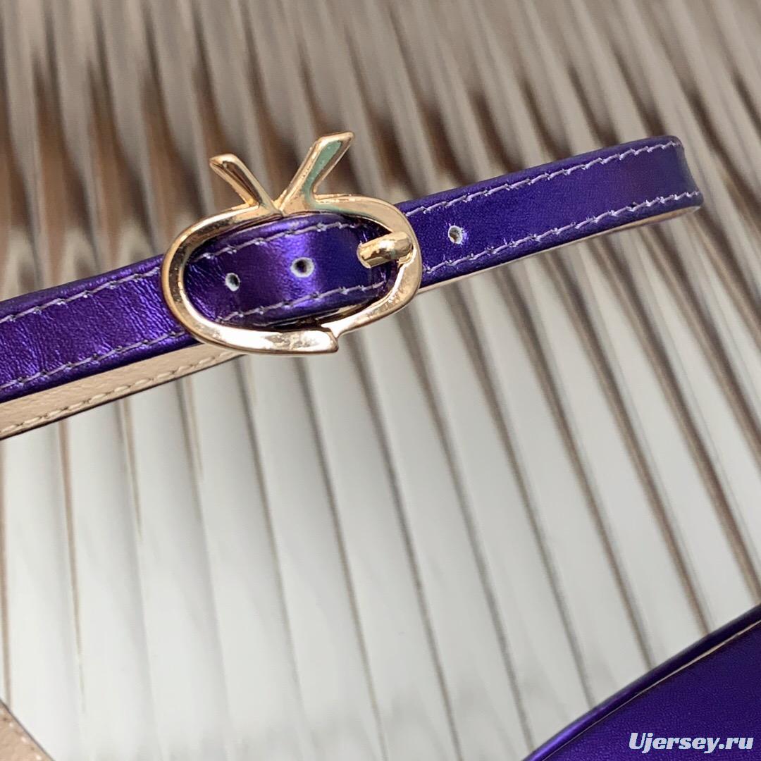 2025 Women Gianvito Rossi Purple Patent Leather High Heel Sandals