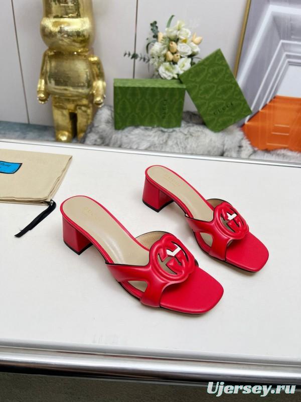 2025 Gucci Red Leather Slippers