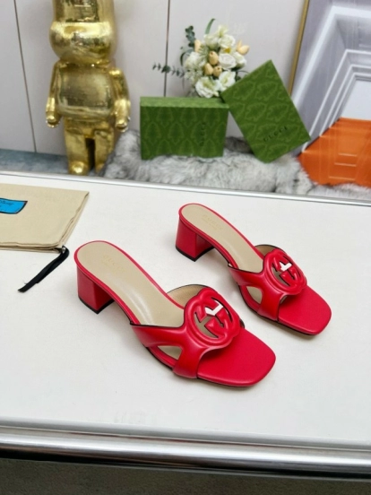 2025 Gucci Red Leather Slippers