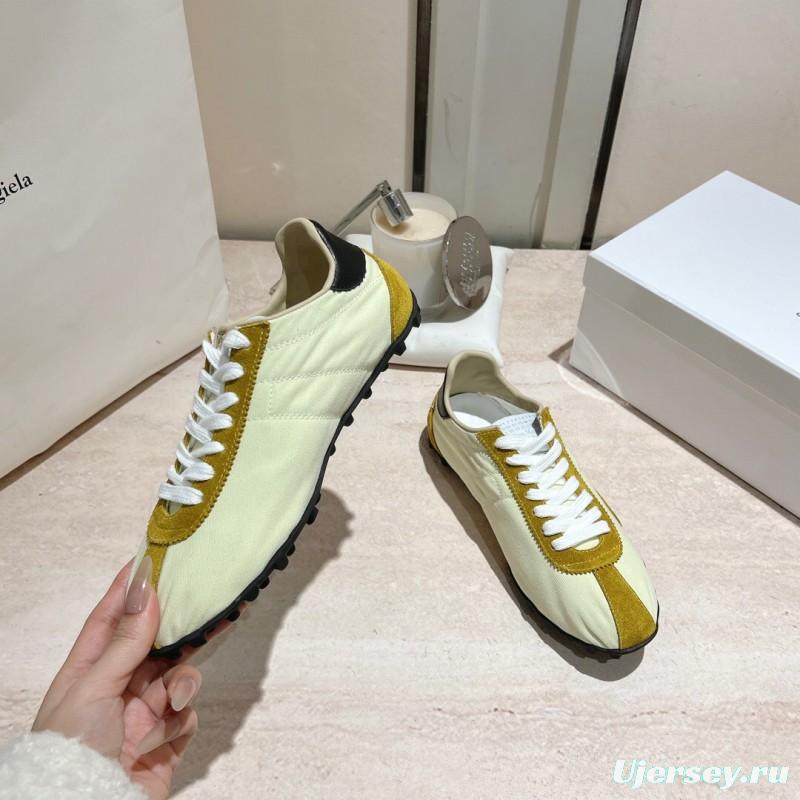 2025 Unisex MM6 Maison Margiela Yellow White Nylon Suede Sneakers