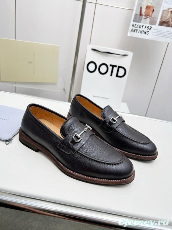 2024 Men Brunello Cucinelli Black Leather Loafers