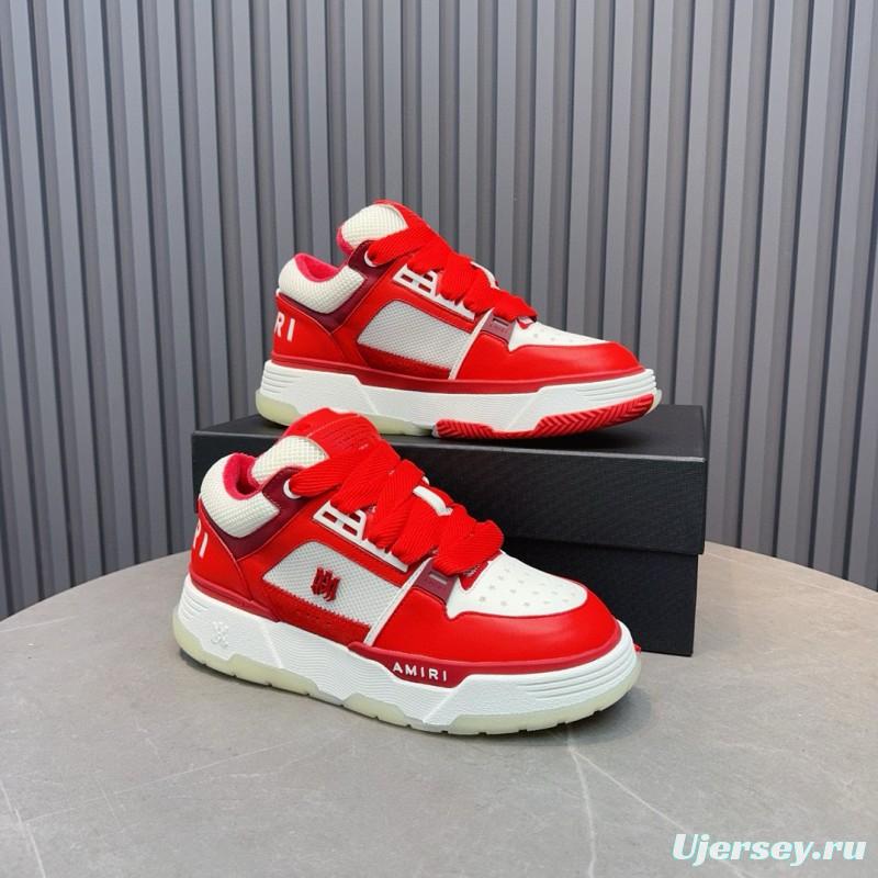 2024 Unisex Amiri埃米尔 Red White Leather Mesh Sneakers MJ00360