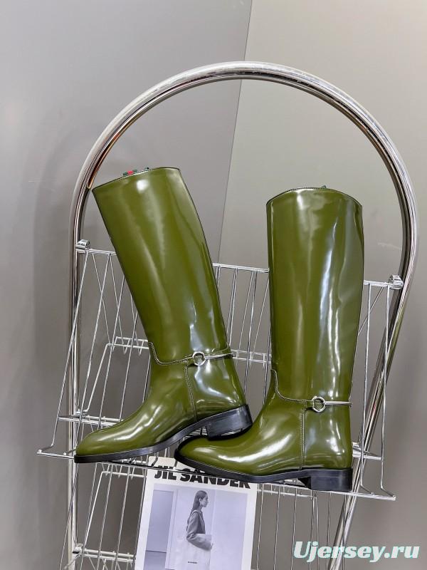 2024 Women Gucci Green Leather Boots Handmade MJ00620