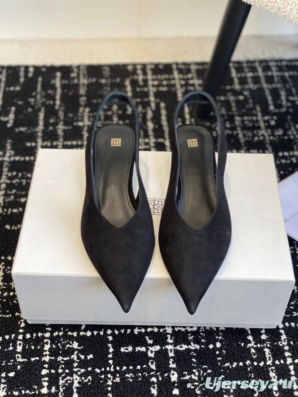 2025 Women Toteme Black Suede Slingback Pumps