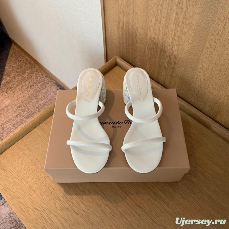 2025 Women Gianvito Rossi White Leather Sandals