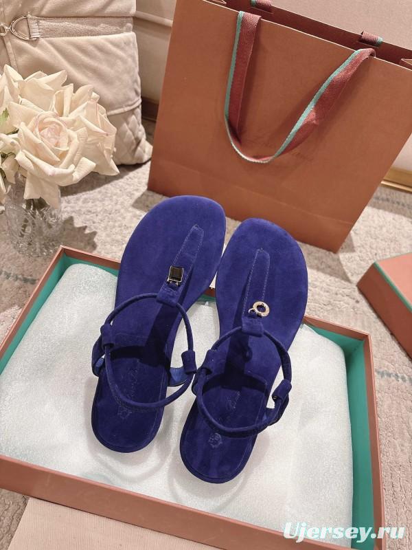 2025 Women LP Blue Suede Sandals