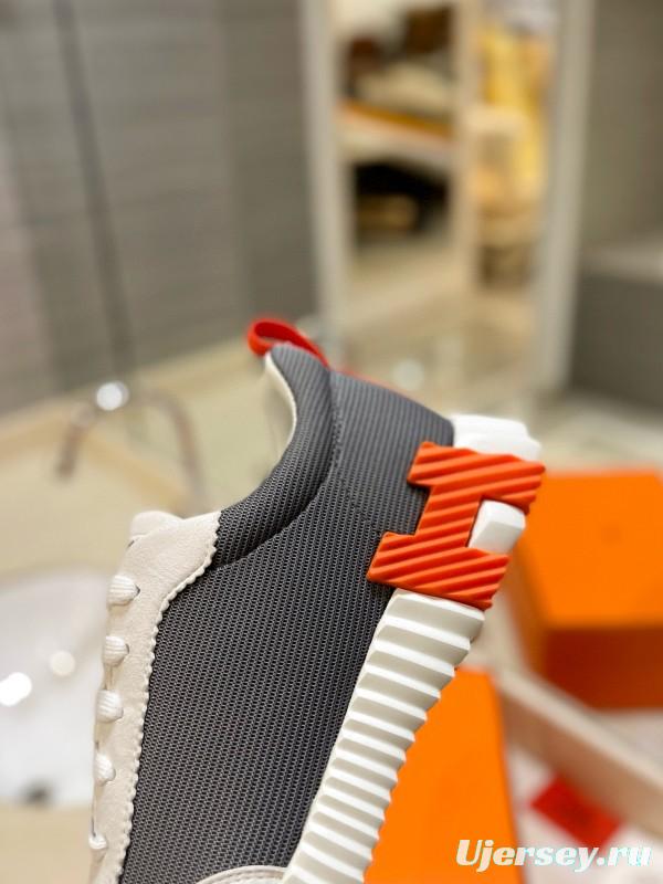 2024 Unisex Hermès Black White Imported Silk Sheepskin Imported Suede Casual Sneakers MJ00320