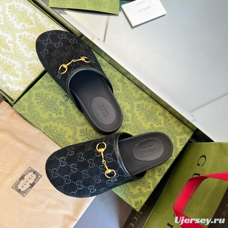 2024 Slippers Gucci Black Suede Slippers MJ00280