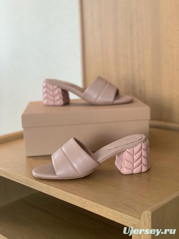 2025 Women Gianvito Rossi Beige Leather Slippers KFY00260