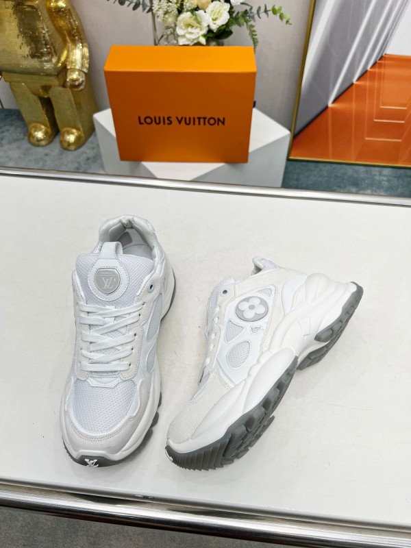 2025 Unisex Louis Vuitton White Leather Mesh Running Shoes LY00340