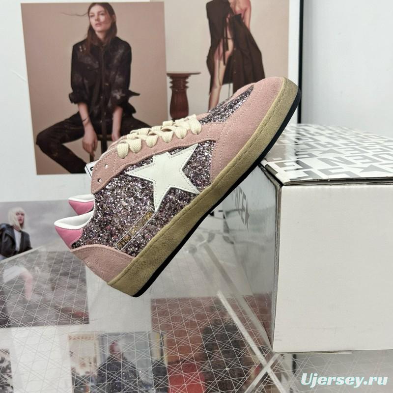 2024 Women GGDB Pink White Glitter Suede Sneakers MJ00260