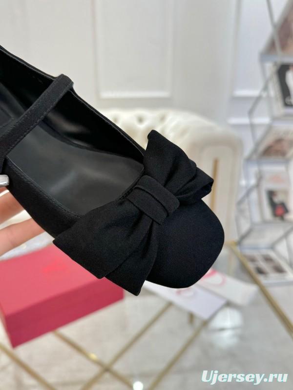 2025 Women Valentino Black Suede Mary Jane Bow LY00300