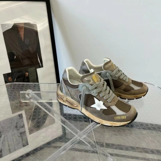 2024 Unisex GGDB Brown Grey Suede Mesh Sneakers