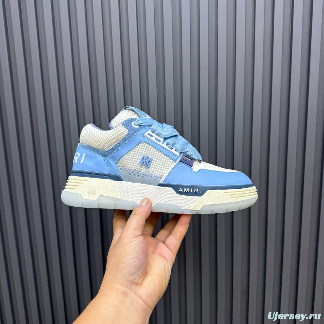 2024 Unisex Amiri Light Blue White Leather Sneakers MJ00360