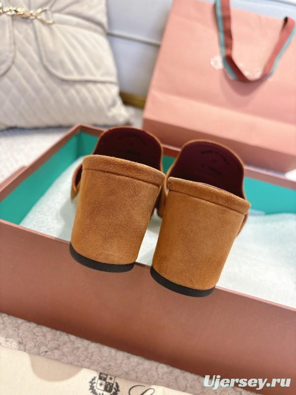 2025 Women LP Brown Suede Heeled Mules