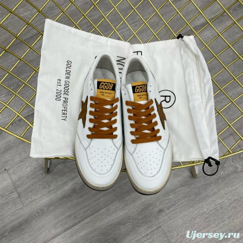 2024 Unisex GGDB White Brown Leather Sneakers MJ00260