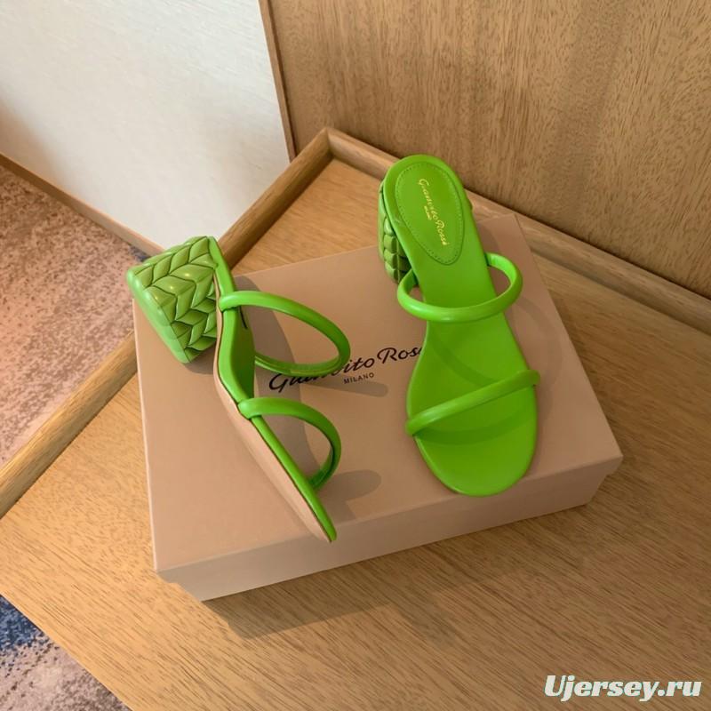 2025 Women Gianvito Rossi Green Leather Slippers