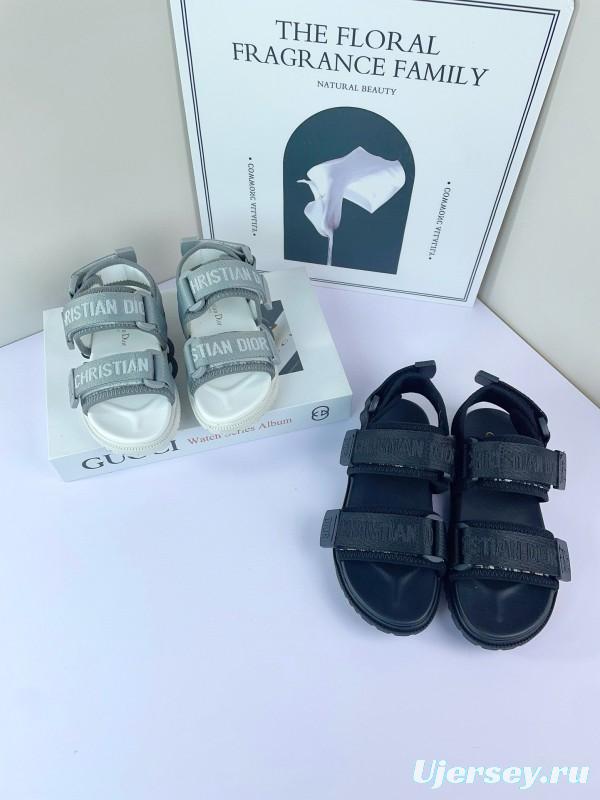 2025 Kids Dior Grey Black Fabric Sandals
