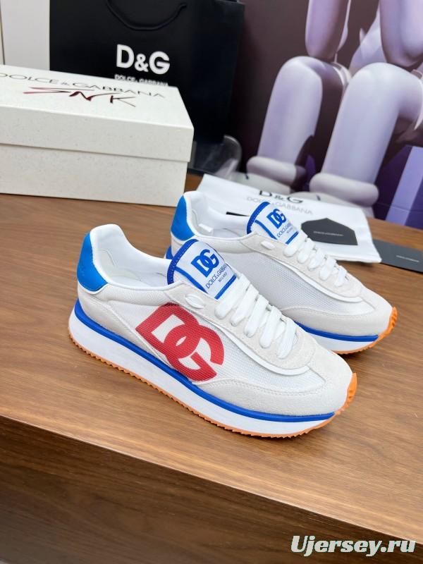 2025 Unisex Dolce & Gabbana White Blue Red PU Casual Sneakers LY00300