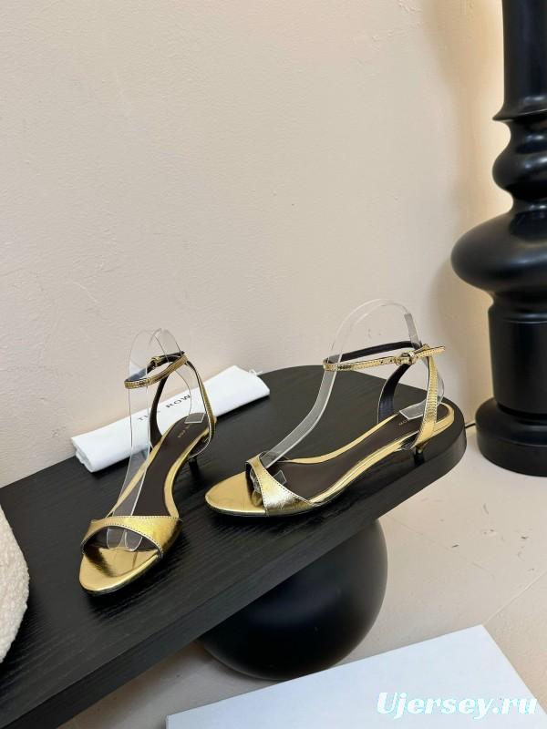 2025 Women The Row Gold Leather Sandals