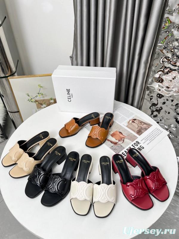 2025 Women Celine White Leather Sandals