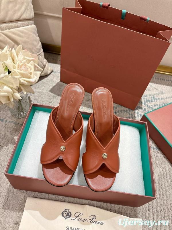 2025 Women Le Parmentier Brown Leather Sandals LY00300