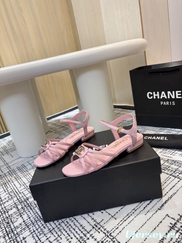 2025 Women Chanel Pink Lambskin Sandals LY00270