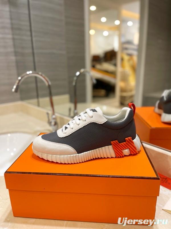 2024 Unisex Hermès Black White Imported Silk Sheepskin Imported Suede Casual Sneakers MJ00320